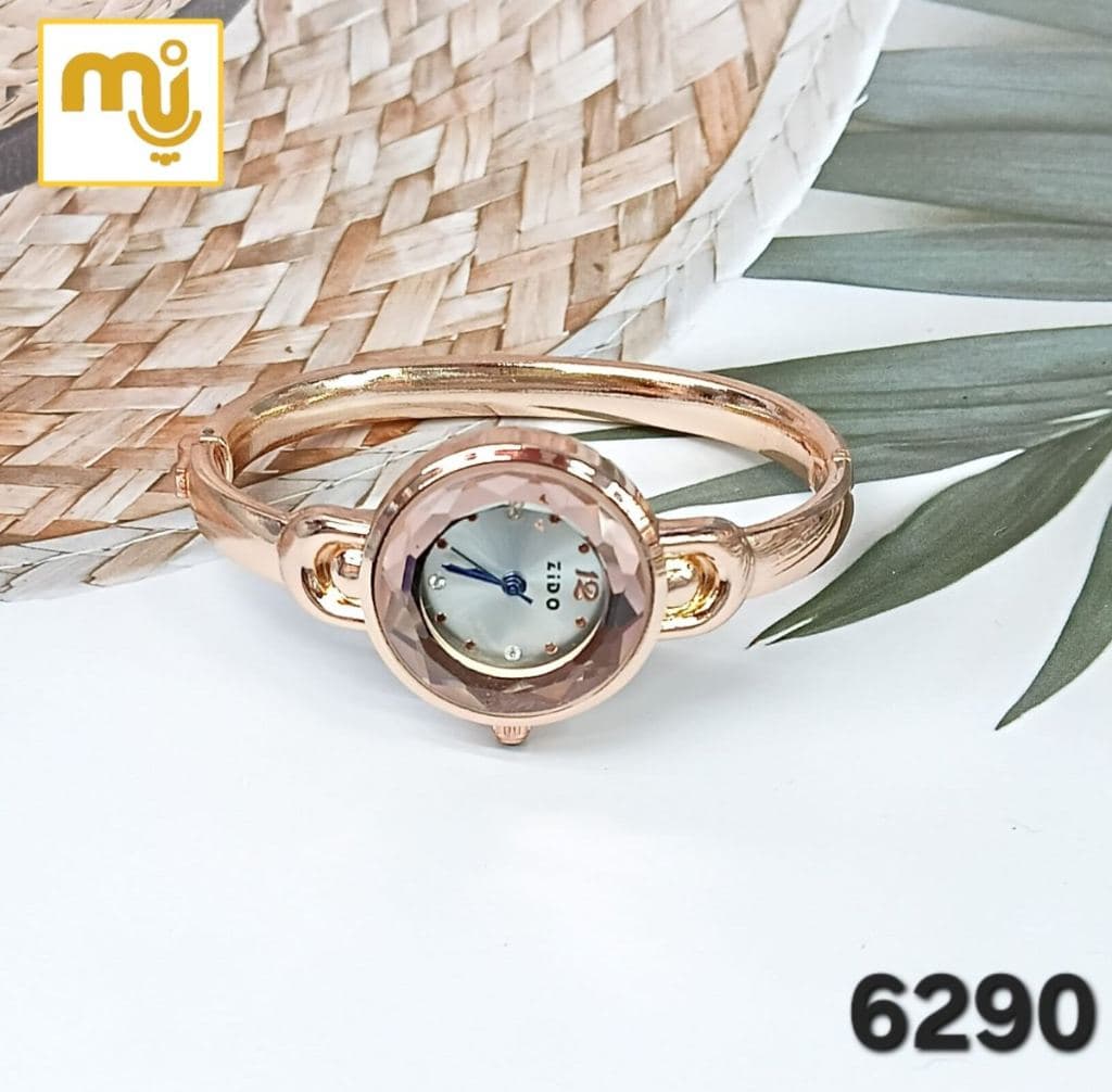 Women's Bangle Bracelet Watch Rose Gold with Pink Crystal Bezel