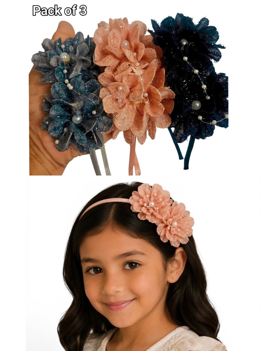 Lace Floral Headband with Headwrap - Party & Wedding Hair Accessory