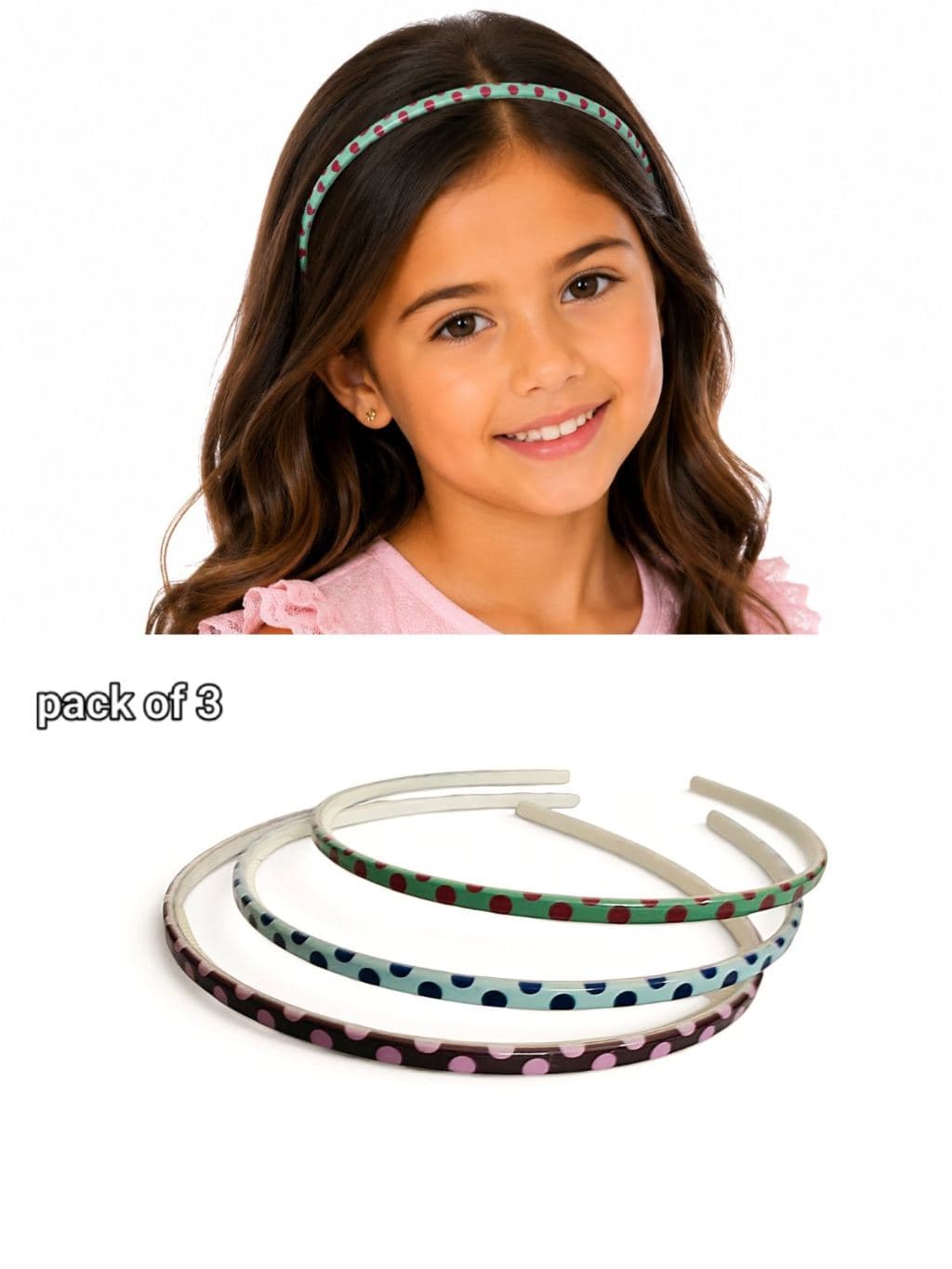 Polka Dot Headbands Pack of 3 - Kids Hair Accessories