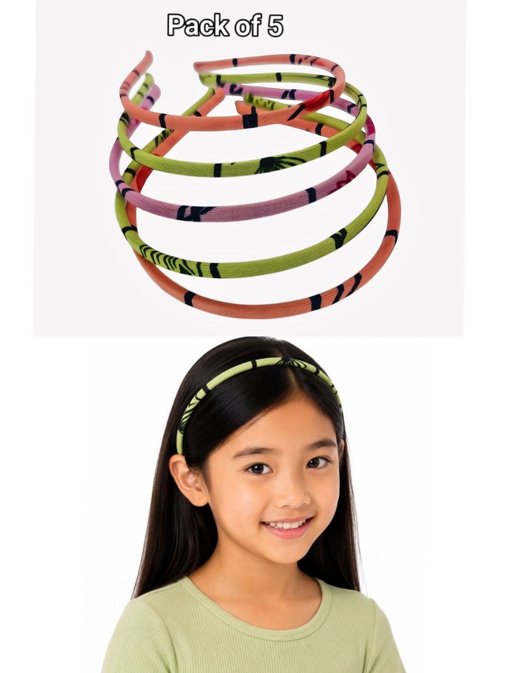 Colorful Padded Headbands Pack of 5 - Rainbow Striped Hair Accessories