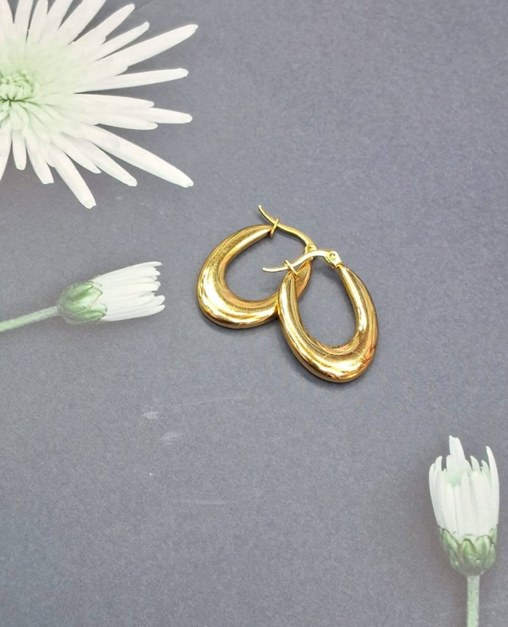 Gold Plated Teardrop Hoop Earrings - Classic Textured Design for Women