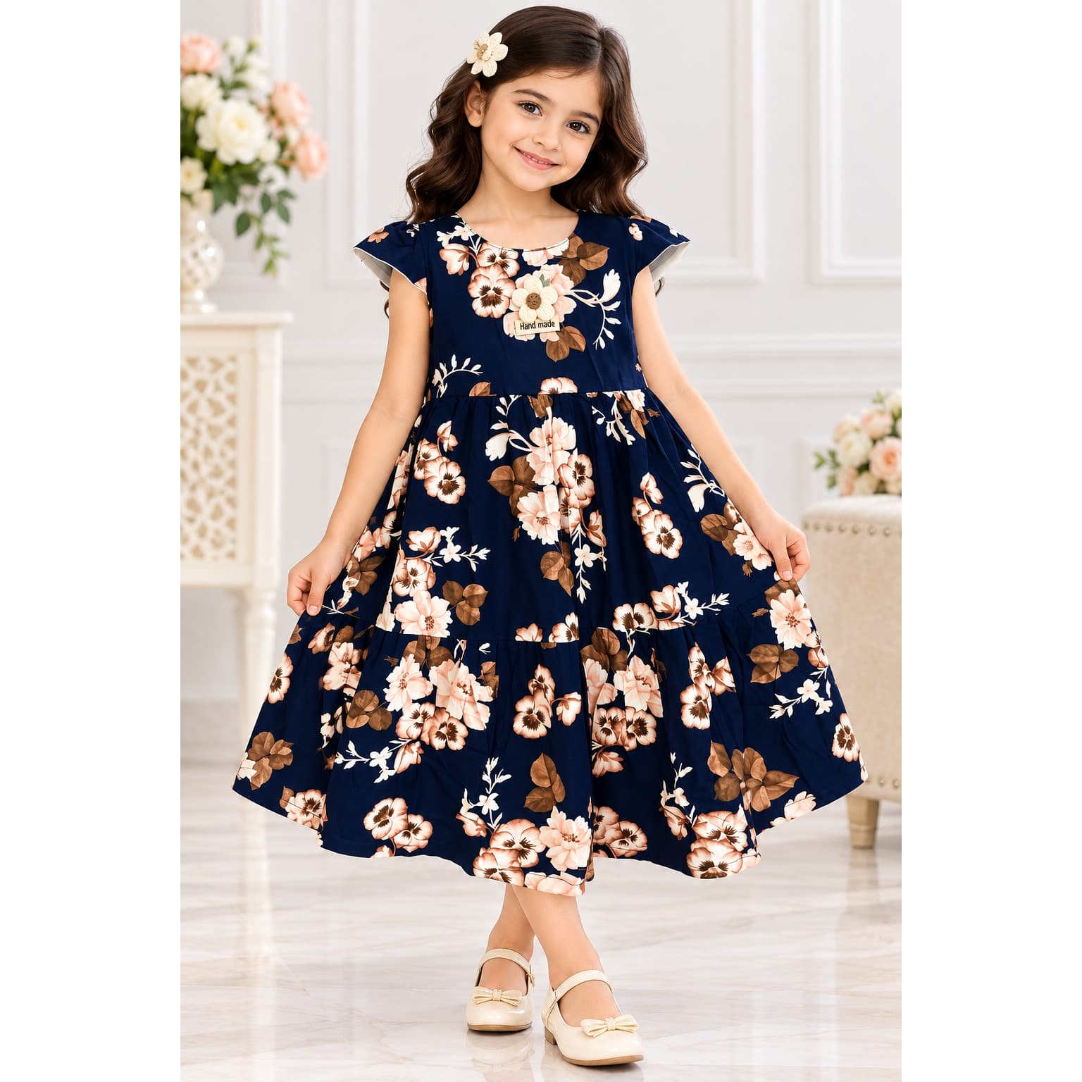 premium soft fabric floral print casual frock