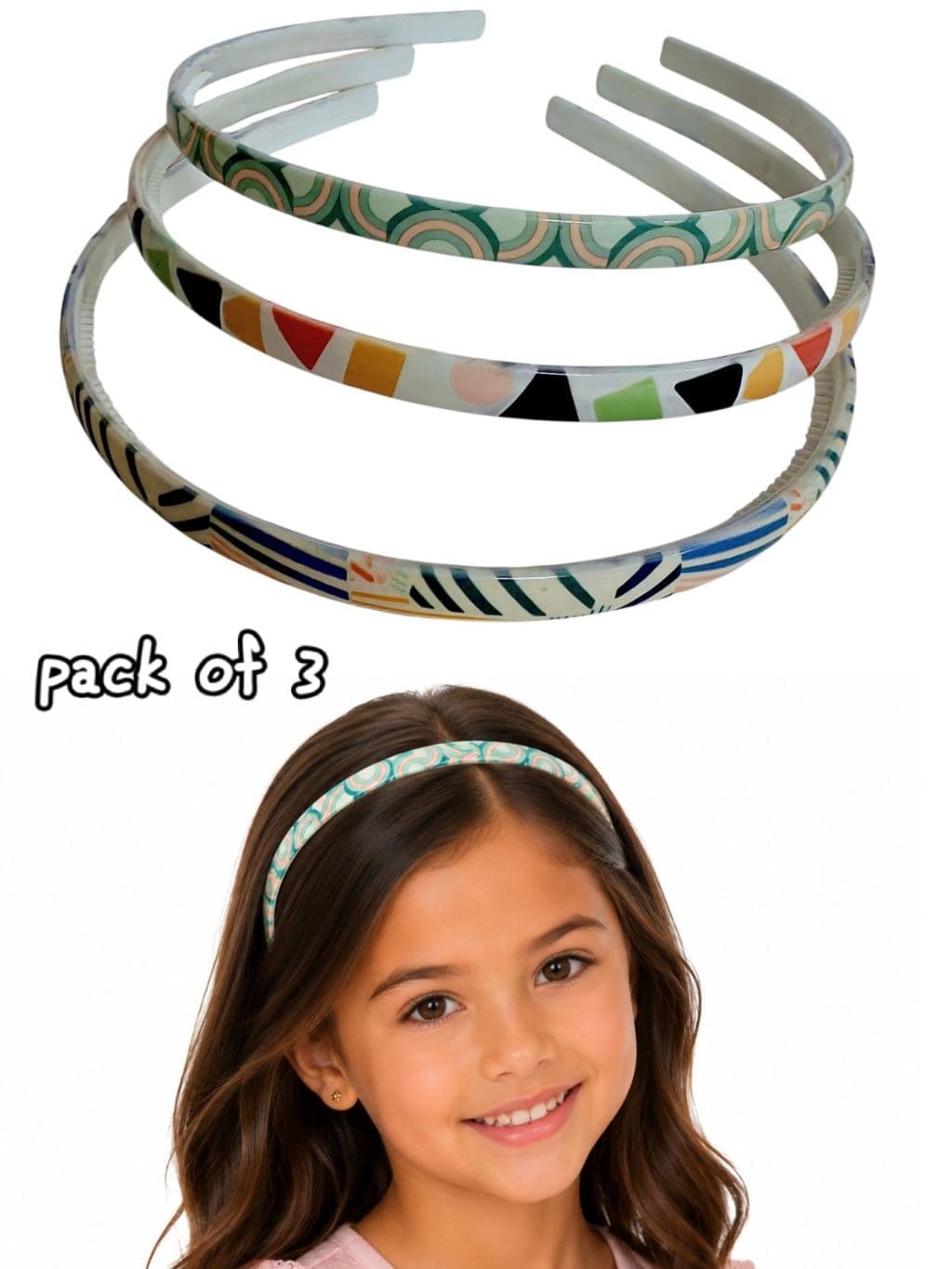 Printed Hair Headbands Pack of 3 - Colorful Geometric & Patterned Design