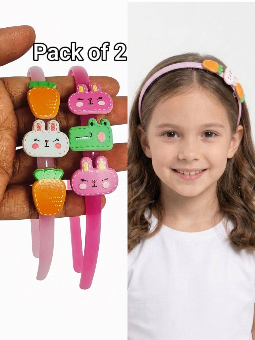 Cute Animal Hair Clip Set - Pack of 2 with Carrot & Bunny Design